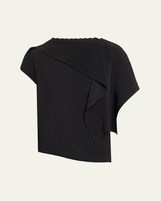 Vigor Pleats Asymmetric Draped Top